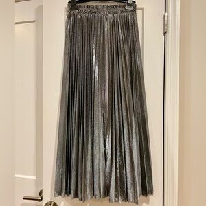 Silver pleated maxi skirt